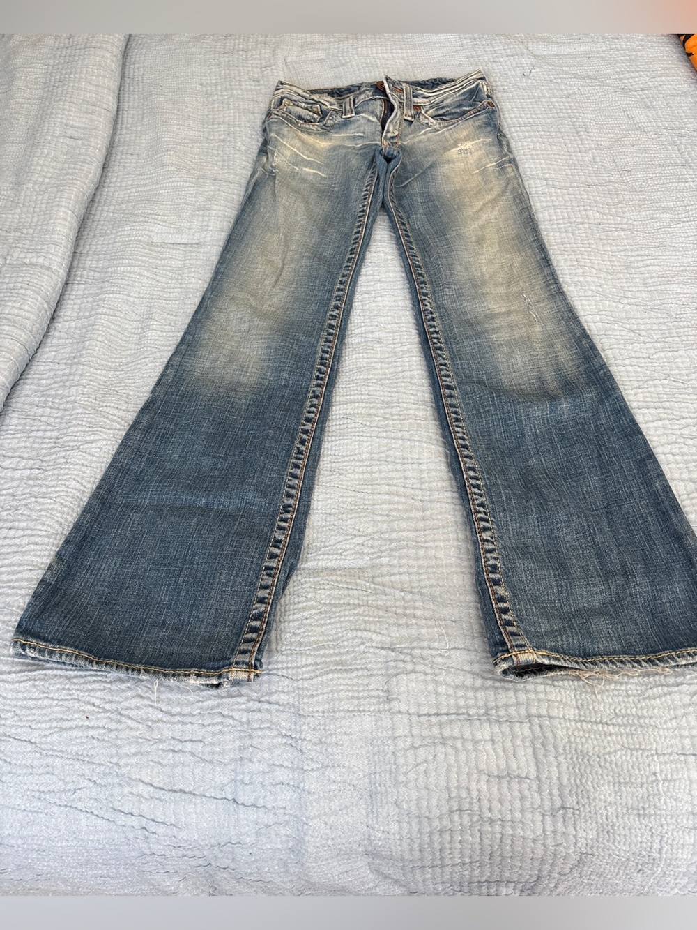 Vintage Y2K Big Star CASEY Low Rise Flare Jeans Embroidered Pockets Size 26R